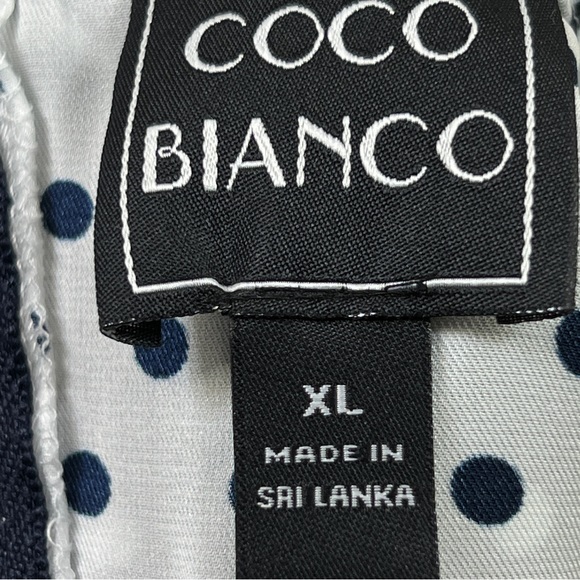 Coco Bianco XL Navy Blue Top with White Polka Dots & High Low Ducktail B… - Picture 8 of 12